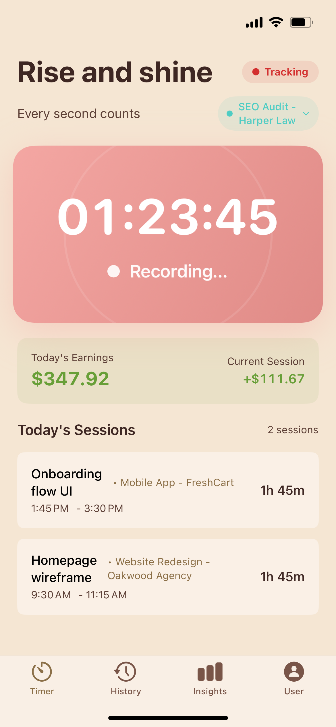 Hourly on iPhone